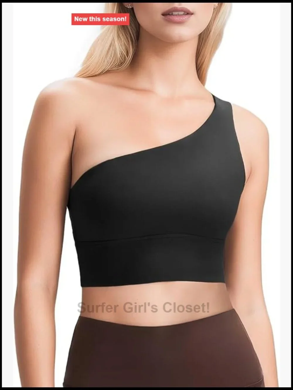 One Shoulder Sports Bra Yoga Crop Top Womens Gym Training